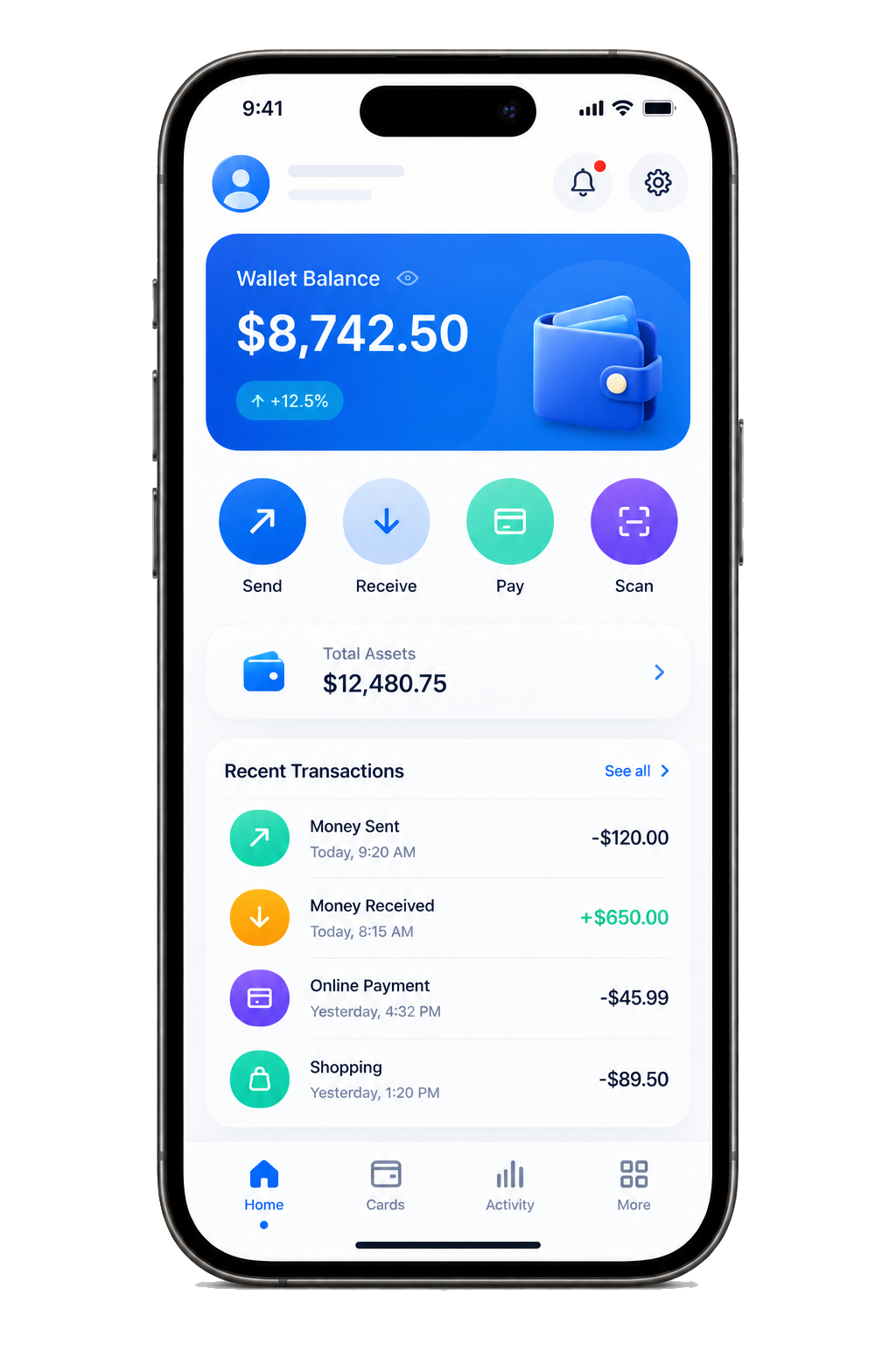 KrillPay mobile dashboard